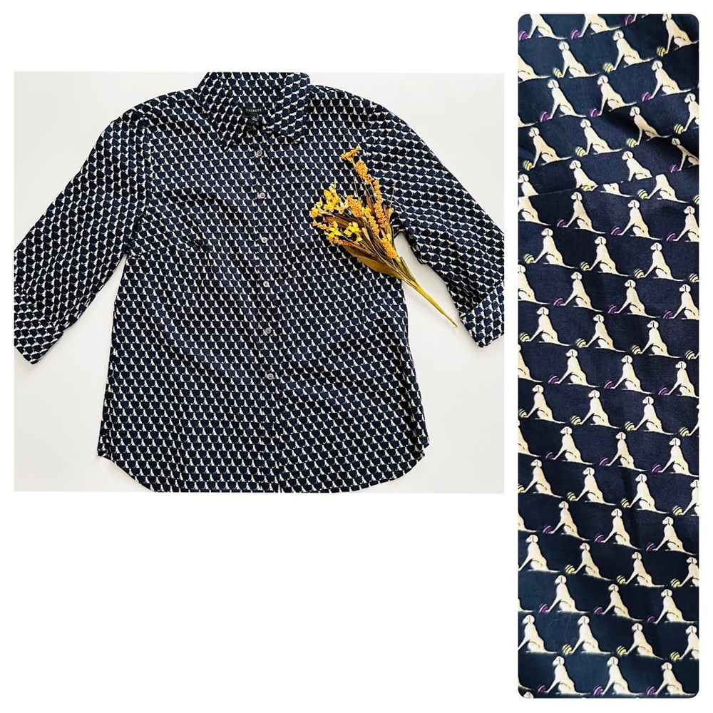 Navy Patterned Women's Top